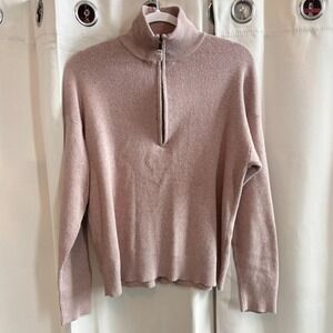 Monrow Womens Sweater Cashmere Blend Size 1X  1/2 Zip Quiet Luxury Preppy 19296x